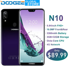 Load image into Gallery viewer, New DOOGEE N10 mobile Phone 16.0MP Front Camera 3360mAh Android 8.1 4GLTE Octa-Core 3GB RAM 32GB ROM 5.84inch FHD+ 19:9 Display